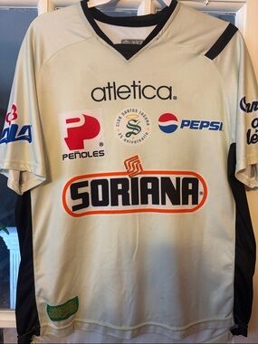 Retro Atletica Soriana Soccer Jersey in Light Cream and Black
